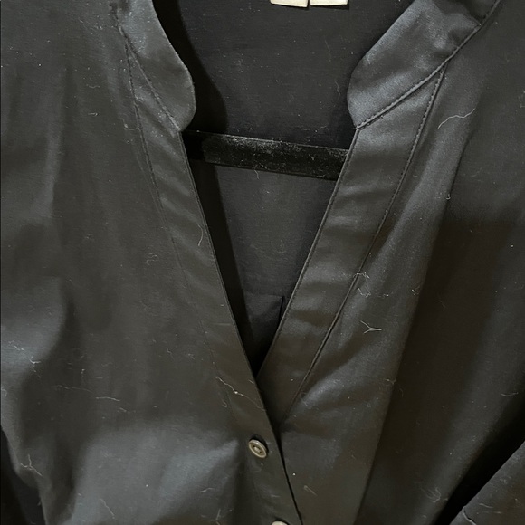 Veronica Beard Black Ruched Assymetric Button Shirtdress - Picture 10 of 12